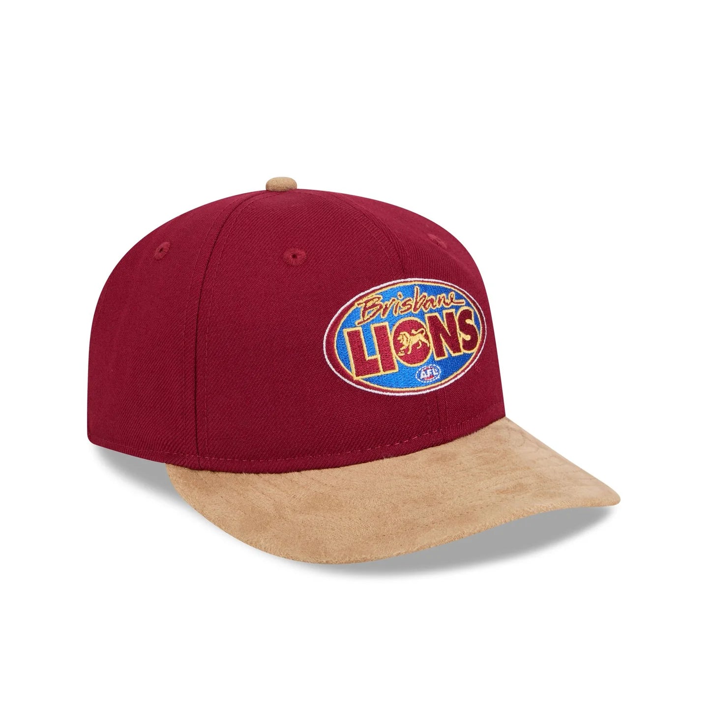 Brisbane Lions Hat - AFL 2025 Retro Contrast Suede 9Fifity Strapback Cap - New Era
